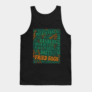 Irish Breakfast Foods Word Cloud Ireland Flag Colors Tank Top